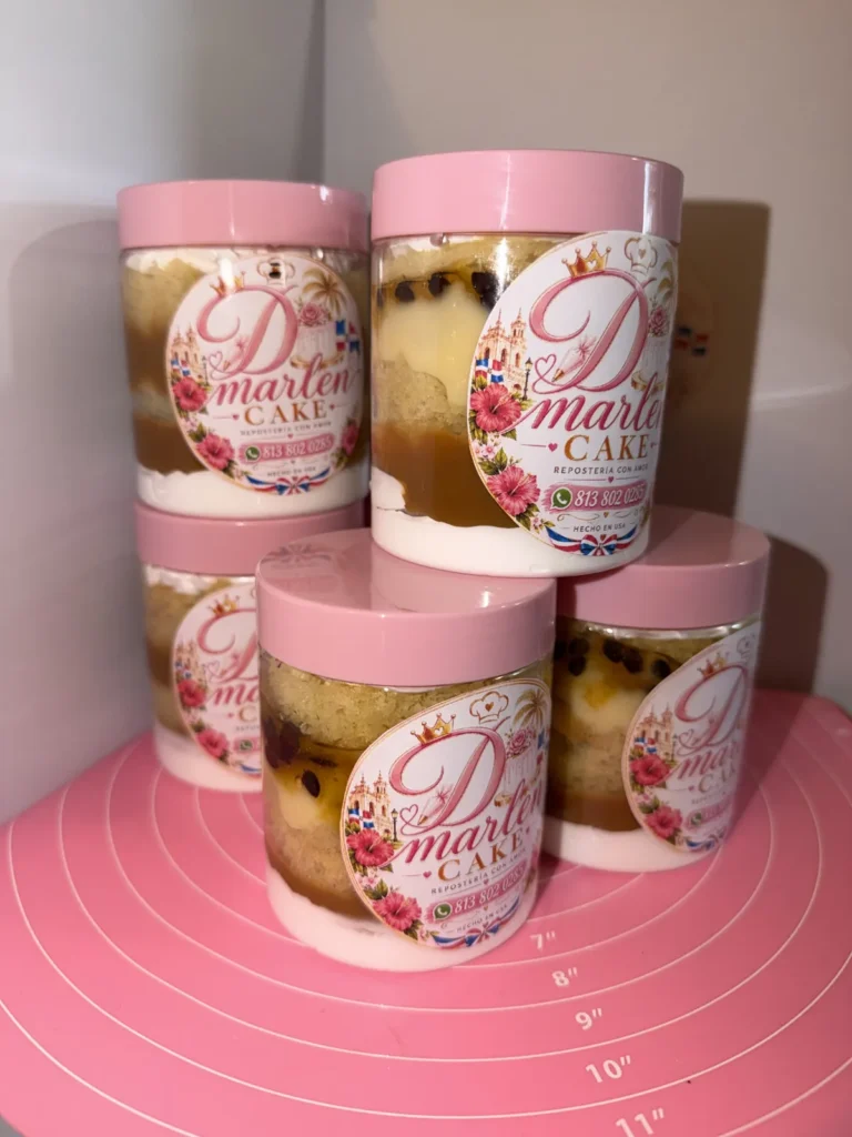 Stack of D'Marlen Cake bizcocho jars